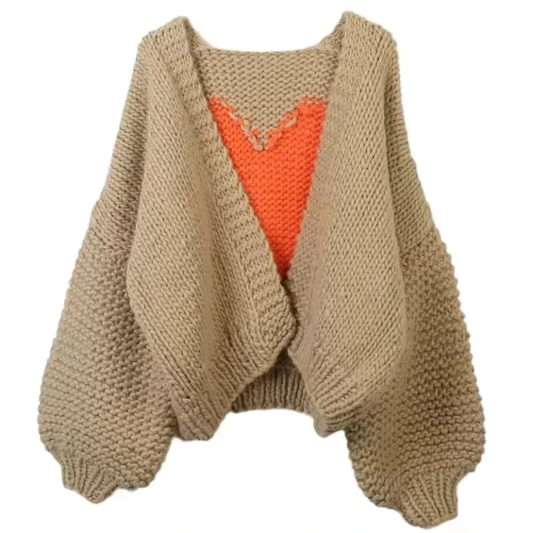 Ladies-Long-Sleeve-Crew-neck-Hand-Knitwear-Womens-Loose-Top-12gg-50-Wool-50-Cashmere-Sweater-Knit-Sweater