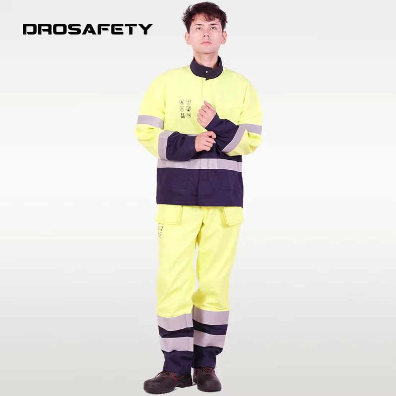 Latest Design High Visibility Workwear Safety Clothes Worksuit Fireproof Pants Jacket Work Suits for Men