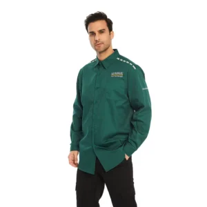 Light Khaki Long Sleeve Work Smock Uniforms Durable Mens Work Shirt