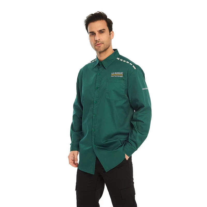 Light Khaki Long Sleeve Work Smock Uniforms Durable Mens Work Shirt
