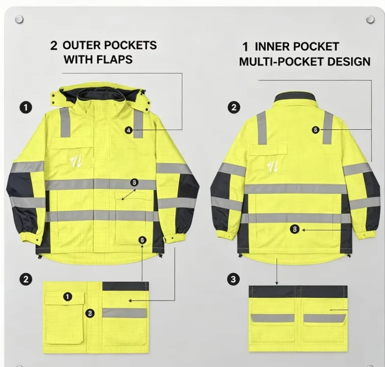 Lightweight-Breathable-FR-Safety-Jacket-EN343-Class3-Waterproof-10000mm-Detachable-Collar-Hood-Anti-static-Reflective-Coat