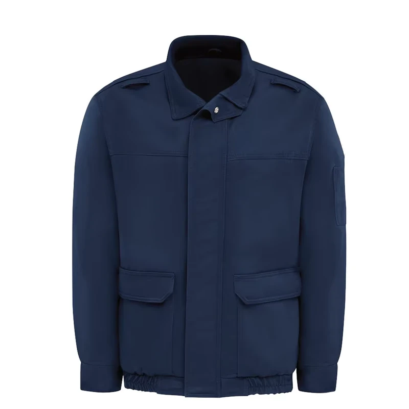 Lightweight CAT 3 Custom Navy Blue 100% Cotton Twill Flame Resistant Welding FR Lined Bomber Jackets