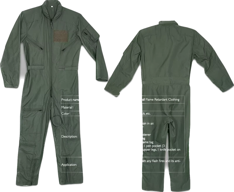 Lightweight Cotton Pilot Suit Flame Resistant Flying Clothing Aviation Coveralls FR Design