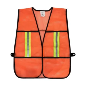 Lightweight Hi Vis Mesh Safety Vest Fluorescent Orange Hook and Loop Breathable for Night Outdoor Construction Work