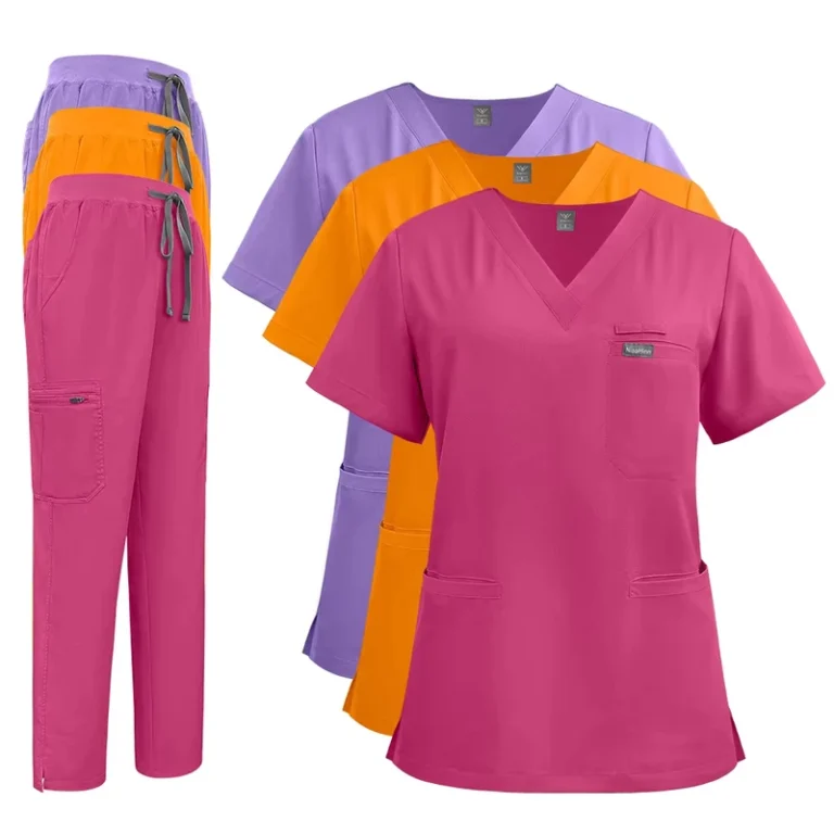 Lightweight-Quick-Dry-V-Neck-Straight-Hospital-Medical-Scrub-Set-Men-Women