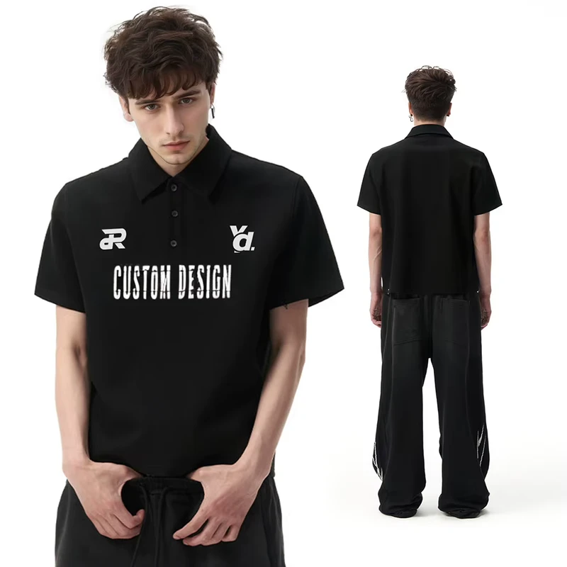 Lightweight Summer Logo Embroidered Streetwear 240 Gsm 100% Cotton Custom T Shirt For Men Polo T Shirt