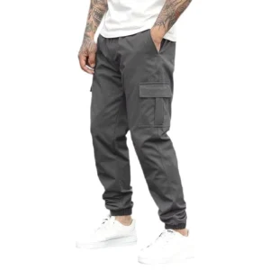 Limited Time Offer Army Green Men’s Cargo Trouser Pants Elastic Waist Straight Pattern Casual Style Worsted Track Pants