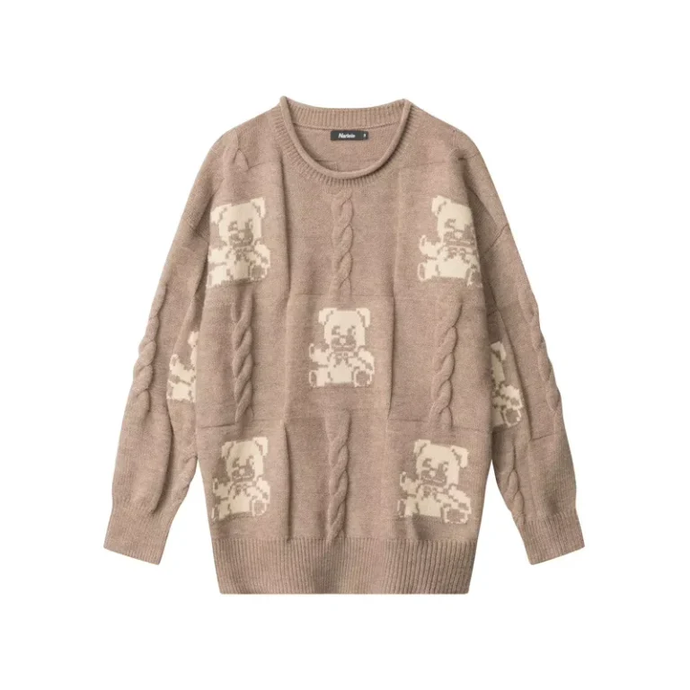 Little-Bear-Jacquard-Heavy-Duty-Round-Neck-Loose-Couple-Sweater-for-Autumn-and-Winter