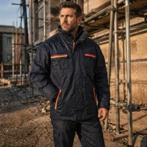 Logistics Roadway Maintenance Uniform Custom Logo Heavy Canvas Men Thermal Safety Work Jacket With Radio Pocket