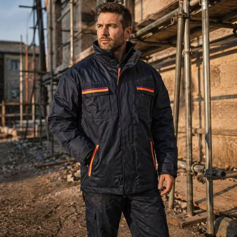 Logistics Roadway Maintenance Uniform Custom Logo Heavy Canvas Men Thermal Safety Work Jacket With Radio Pocket