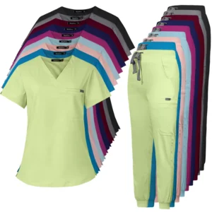 Logo Custom V Neck Design Jogger Style Men’s Scrubs Medical Scrubs Nurse Short Sleeve Scrub Set for Women