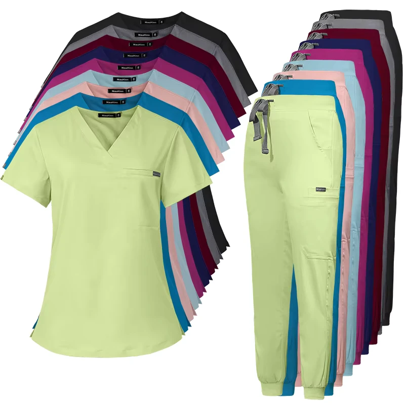 Logo Custom V Neck Design Jogger Style Men's Scrubs Medical Scrubs Nurse Short Sleeve Scrub Set for Women