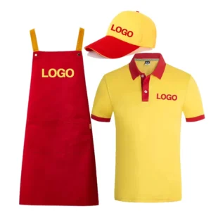 Logo Customize Restaurant Work Staff T Shirt Aprons Logo Polo T shirt for Waiter Workwear Staff Restaurant bar Uniform