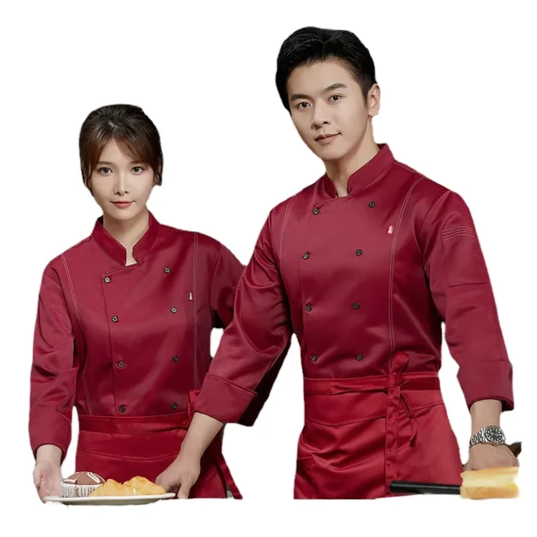 Long-Sleeve-Chef-Jacket-Food-Service-Uniform-Hotel-Restaurant-Canteen-Bakery-Work-Clothes-Polyester-Knitted