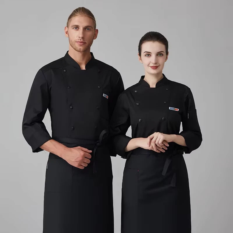 Long-Sleeve Chef Uniform and Workwear with Scarves