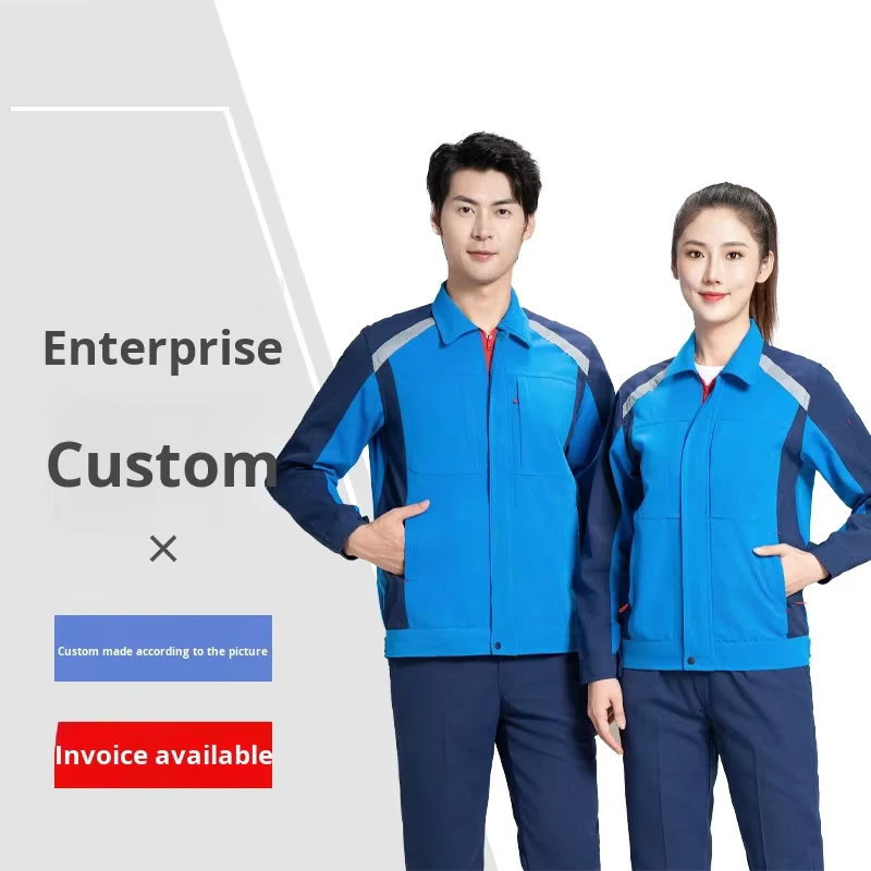 Long Sleeve Cotton Workwear Set Unisex Factory Auto Repair Workshop Reflective Top Multi Pocket Labor Protection Wear Durable CE
