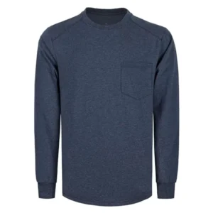 Long Sleeve Crew Neck 92% Cotton 8% Heather Flame Resistant CAT2 Fire Retardant NFPA 2112 FR Workwear Pullover Shirt 6oz