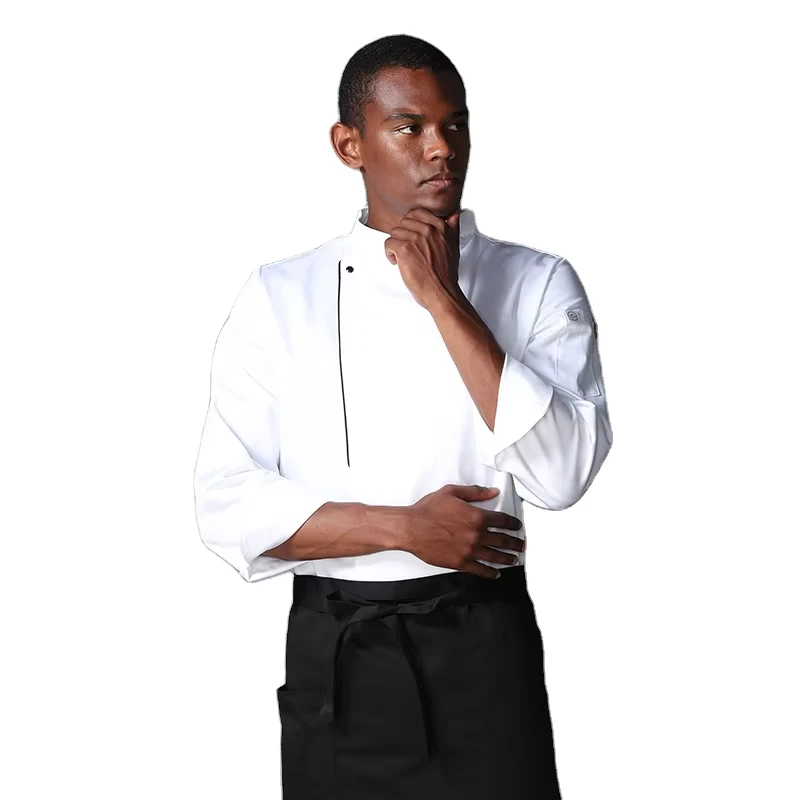 Long Sleeve Food Service Cook Jacket Poly Cotton Kitchen Uniform Coat Restaurant Uniform