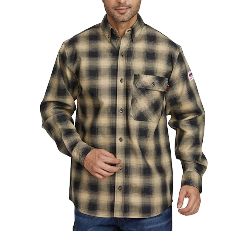 Long-Sleeve-Heavyweight-Plaid-Casual-Shirts-Fire-Retardant-FR-Work-Shirts-Rugged-Shacket-Button-Up
