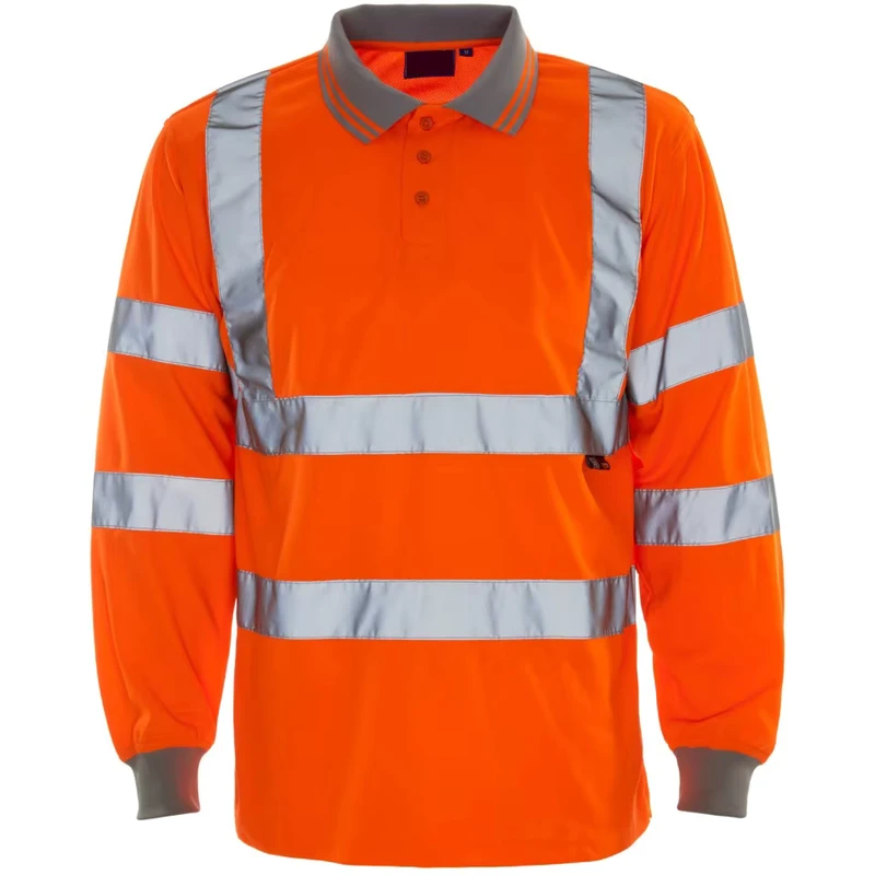 Long Sleeve Hi Vis Reflective Tape Polo Shirt