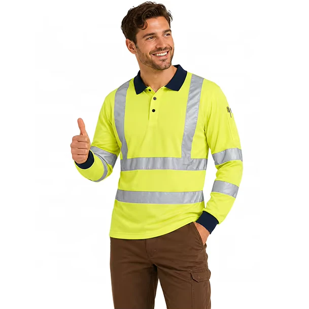 Long Sleeve Hi Vis Safety Construction Polo Shirt for Men and Women
