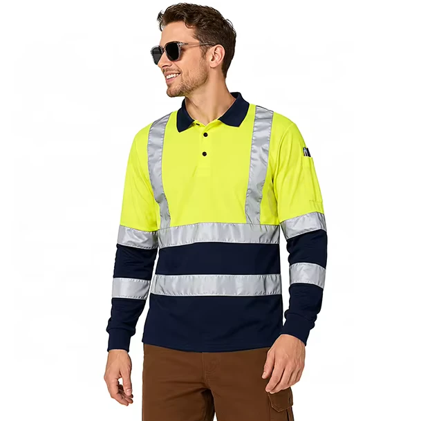 Long Sleeve Hi Vis Safety Construction Polo Shirt for Men and Women