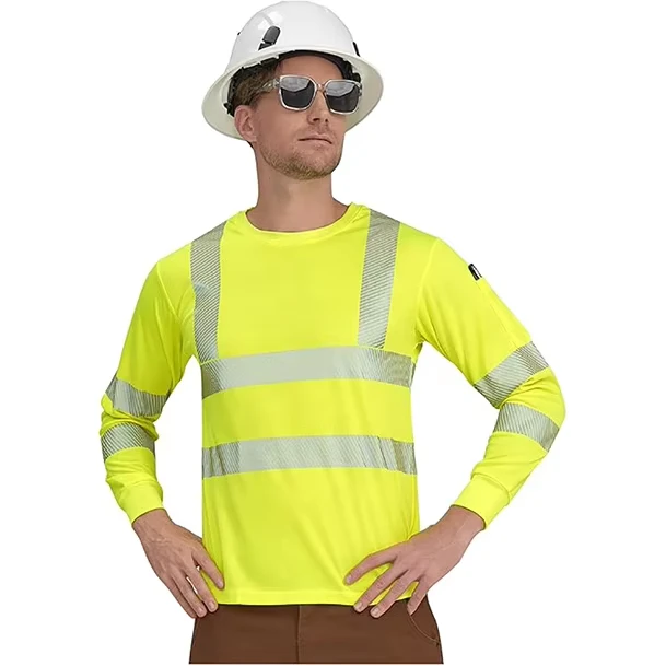 Long Sleeve Hi-Vis Safety Construction Polo Shirt for Men and Women