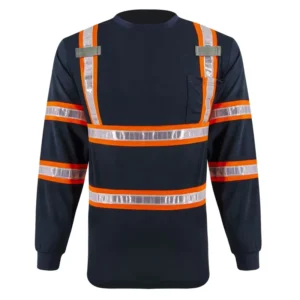 Long Sleeve Hi Vis Safety Reflective Shirt Warm Workwear with Polyester Material Reflective Tape