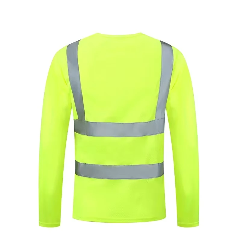 Long Sleeve Hi Vis Shirts Mesh Breathable Work Clothes Safety Vest Reflective