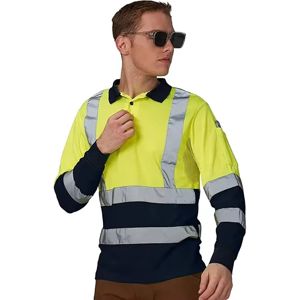 Long Sleeve High Visibility Safety Construction Polo Shirts for Men and Women