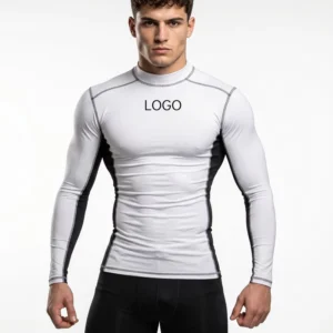 Long Sleeve Mock Neck Compression Shirt Custom Rash Guard MMA BJJ 87% Polyester 13% Elastane Athletic Base Layer Stretch Top