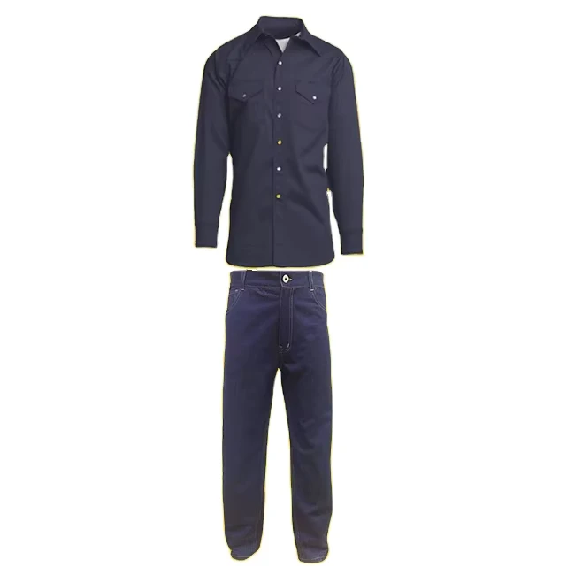 Long-Sleeve-Navy-Blue-Men-Heavy-100-Cotton-Frc-Work-Shirts-With-Jean-Pant-Flame-Retardant-Working-Clothing