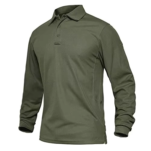 Long Sleeve Polo Shirt Quick Dry Lightweight Golf Solid Breathable Work Shirt Outdoor Performance