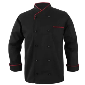 Long Sleeve Restaurant Chef Uniform Button Chef Jacket Easy-Care Twill Black Chef Coat
