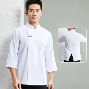 Long Sleeved Workwear Hotel Catering Restaurant Kitchen Summer Printing Workwear Professional Elastic Chef’s Uniform
