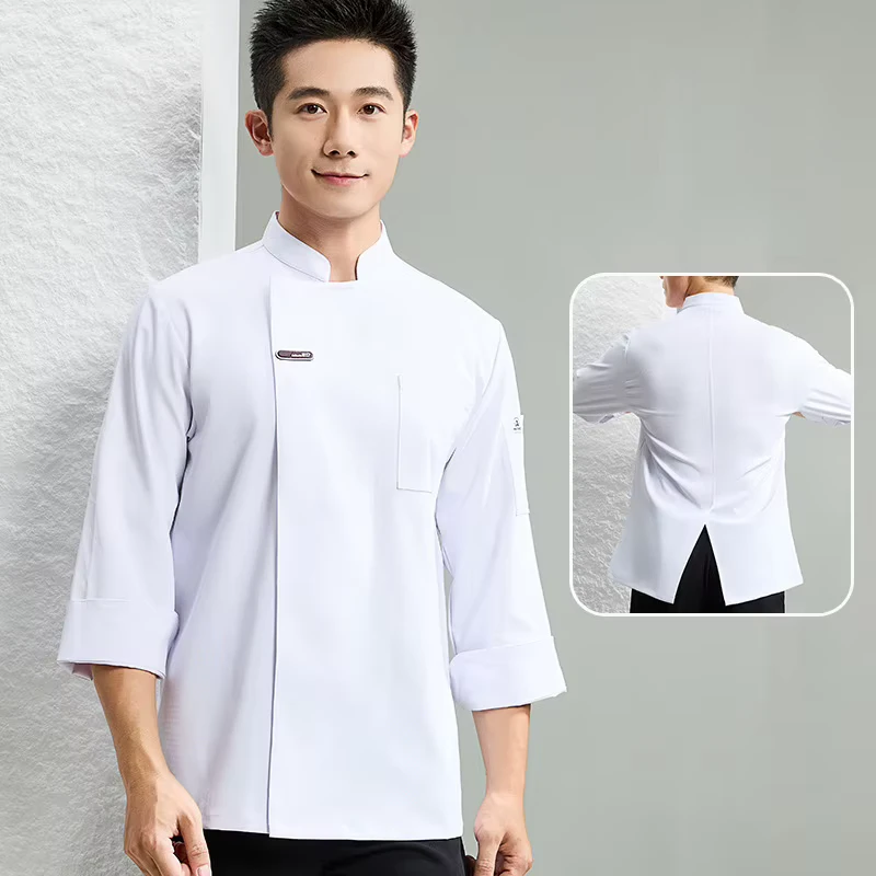 Long Sleeved Workwear Hotel Catering Restaurant Kitchen Summer Printing Workwear Professional Elastic Chef's Uniform