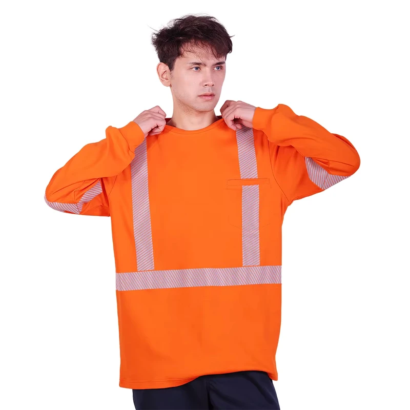 Long Sleeves Safety Clothing Shirts Flame Retardant Workwear Knitting Reflective Fire Resistant NFPA2112 FR Shirt