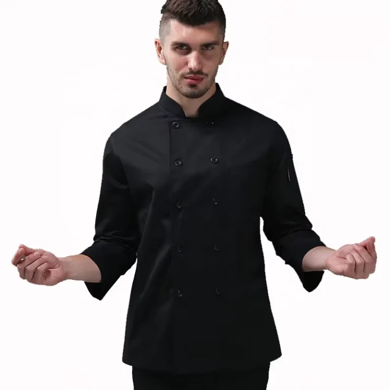 Long-and-Short-Sleeve-Black-Red-White-Chef-Coat-Restaurant-Bar-Uniform
