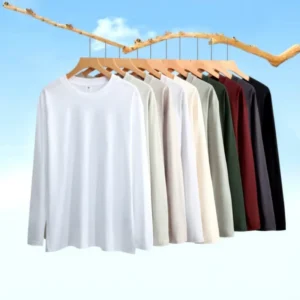 Long-sleeved Shirt 230g Cotton Loose Round Neck Long-sleeved T-shirt Men’s and Women’s Spring Shirt