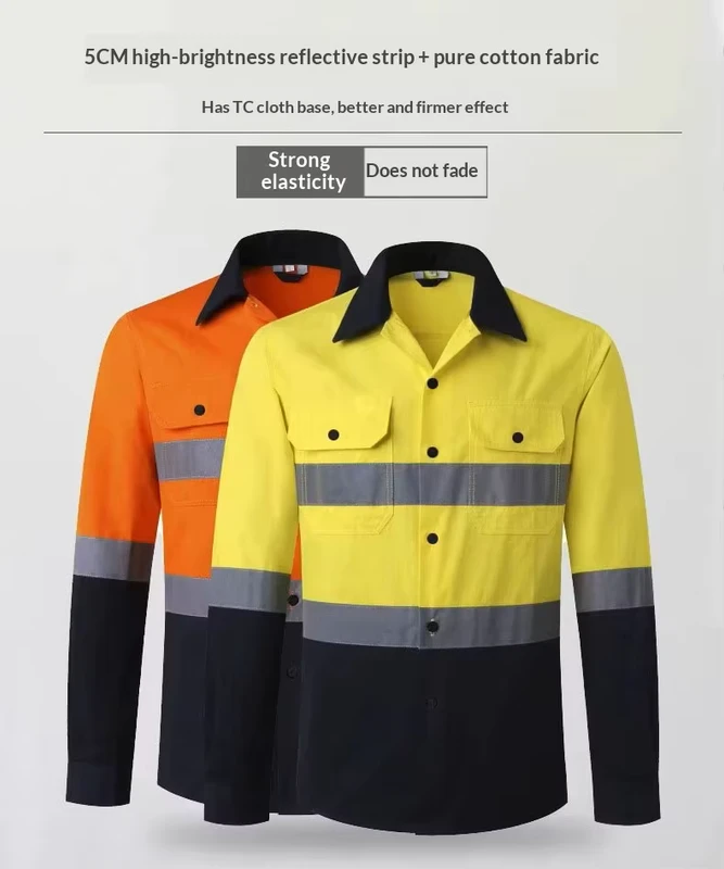 Long-sleeves-Single-Silver-FR-Reflective-Tape-ANSI-Class-2-Pure-Cotton-Mining-Worker-Safety-Clothing-Shirt-Pants-Night-Workwear