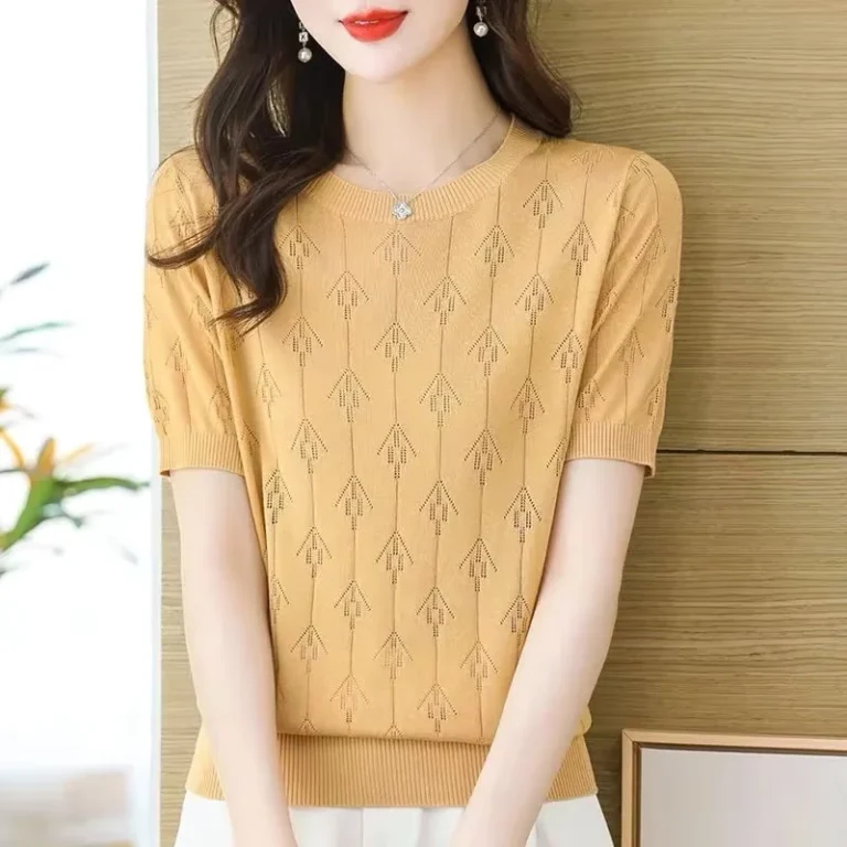 Loose-Thin-Large-Size-Casual-Foreign-Style-Knitted-Sweater-Summer-Hollow-Meat-Covering-Versatile-Top-100-Polyester-Anti-Pilling