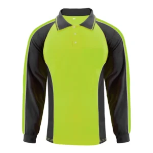 Low Price Reflective Safety Color-block Long Sleeves Breathable Fabric Buttoned Collar Safety Work Polo Shirts