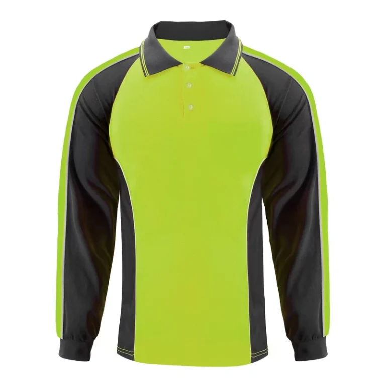 Low-Price-Reflective-Safety-Color-block-Long-Sleeves-Breathable-Fabric-Buttoned-Collar-Safety-Work-Polo-Shirts