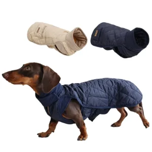 Luxury Classic Dachshund Dog Vest Polyester Padded Quilted Diamond Pattern Warm Outdoor Autumn Winter