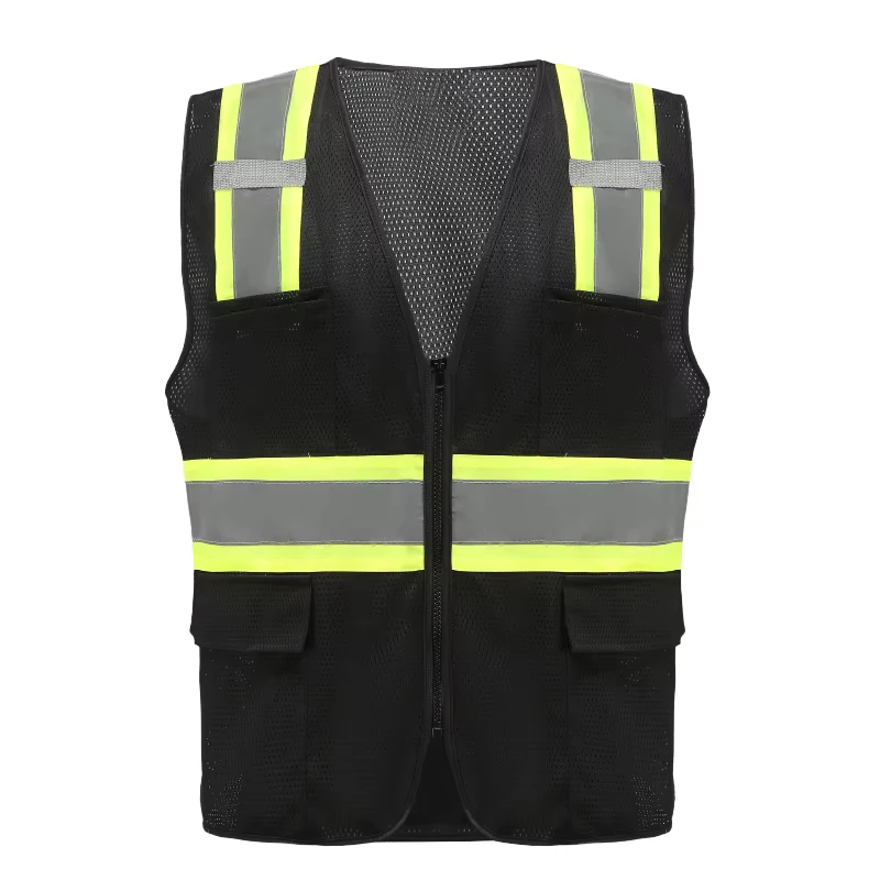M Custom LOGO Multi Pocket ANSI Class 2 Green High Visibility Reflective Waterproof Jacket Security Engineer Work Uniform Safety