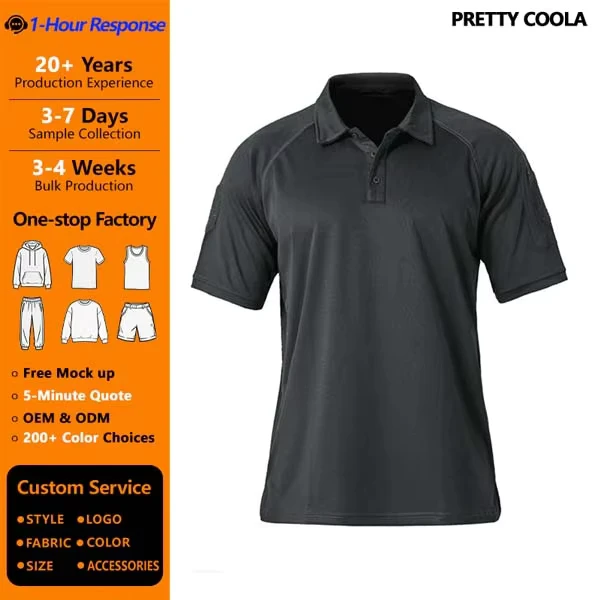 MO261 OEM Factory Custom Logo Polo Shirt, Knitted Polyester, Solid Pattern, Men's