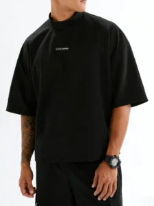 MT1043 Manufacturer Custom Men’s Oversized Mockneck T-Shirt