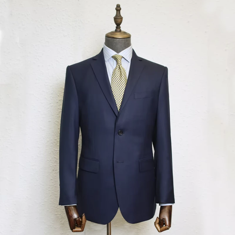 MTM Super 130'S Formal Suit 100% Wool Custom Mens Navy Suit Set