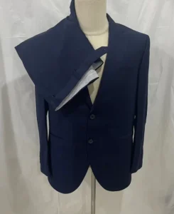 Made to Measure Navy Blue 100% Wool 2 Piece Business Suit Men’S Solid Wedding Blazers
