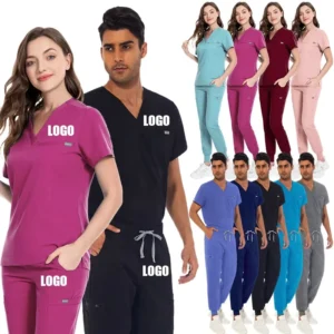 Male Female Hospital Nurse Rayon Spandex Jogger Women Scrub Uniforms Sets Custom Spandex Breathable Medacial Scrubs for Men